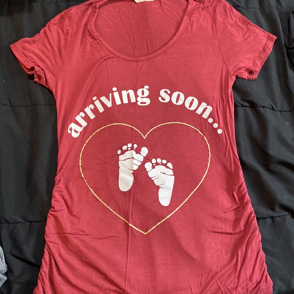 Maternity shirt “arriving soon”